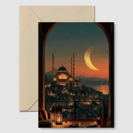 Istanbul Mosque Crescent Moon Night Sky