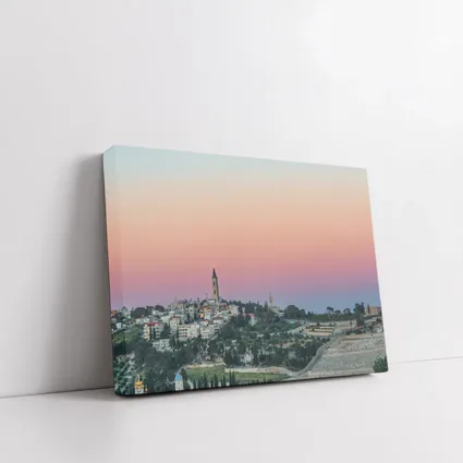 Jerusalem Skyline at Pink Dusk Sunset