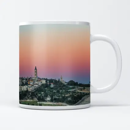 Jerusalem Skyline at Pink Dusk Sunset