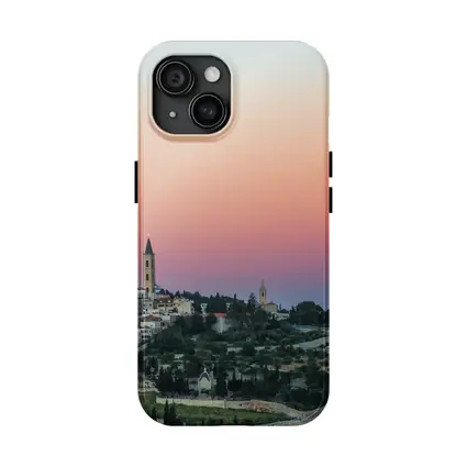 Jerusalem Skyline at Pink Dusk Sunset