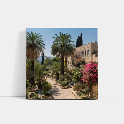 Jerusalem Stone Garden Path Palm Trees