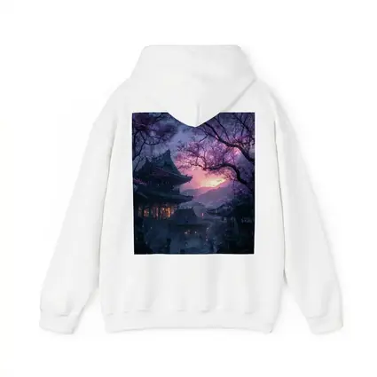 Japanese Temple Cherry Blossoms Purple Night Sky
