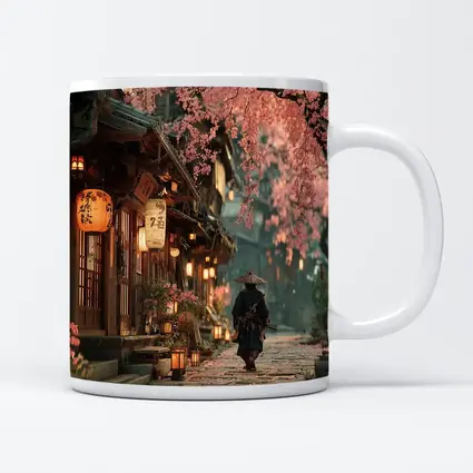 Samurai Walking Cherry Blossom Japanese Street