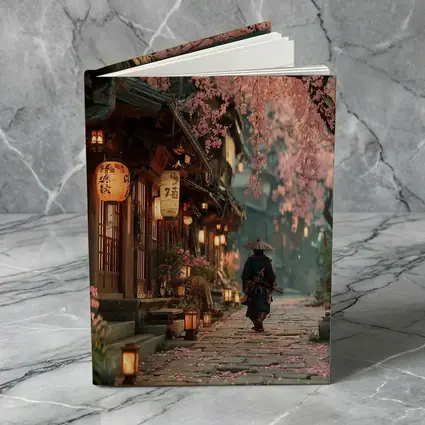 Samurai Walking Cherry Blossom Japanese Street