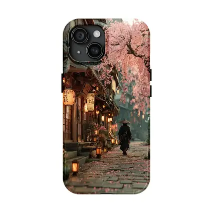 Samurai Walking Cherry Blossom Japanese Street