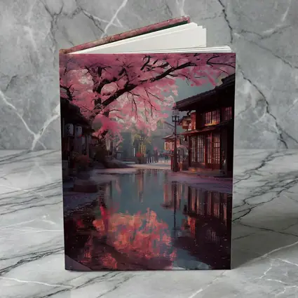 Cherry Blossoms Rainy Japanese Street Reflection