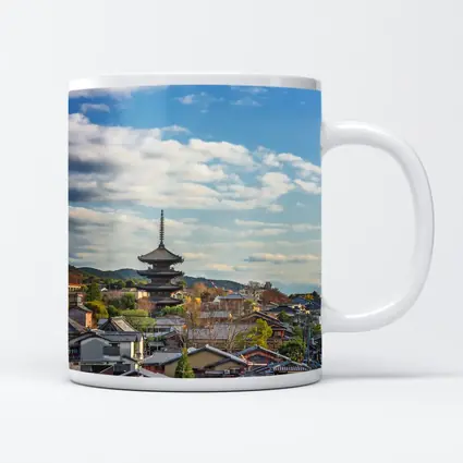 Kyoto Japan Pagoda Rooftops Blue Sky
