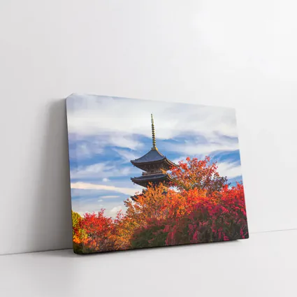 Japanese Pagoda Tower Autumn Red Foliage Sky