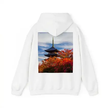 Japanese Pagoda Tower Autumn Red Foliage Sky