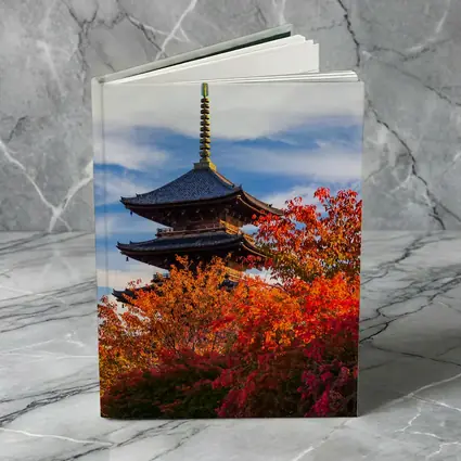 Japanese Pagoda Tower Autumn Red Foliage Sky