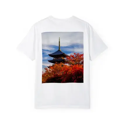 Japanese Pagoda Tower Autumn Red Foliage Sky