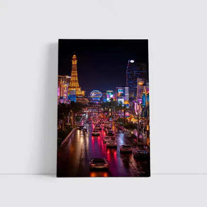 Las Vegas Strip Glowing Neon Night Scene