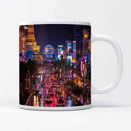 Las Vegas Strip Glowing Neon Night Scene