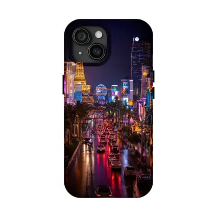 Las Vegas Strip Glowing Neon Night Scene