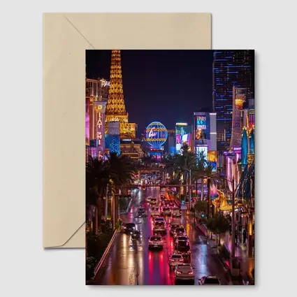 Las Vegas Strip Glowing Neon Night Scene