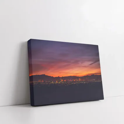 Las Vegas Skyline Fiery Sunset Purple Sky