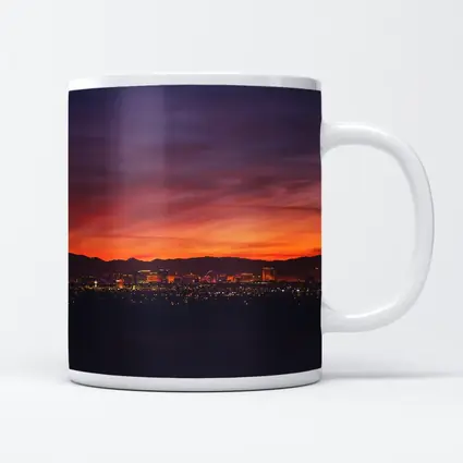 Las Vegas Skyline Fiery Sunset Purple Sky
