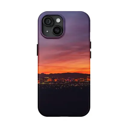 Las Vegas Skyline Fiery Sunset Purple Sky