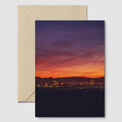 Las Vegas Skyline Fiery Sunset Purple Sky