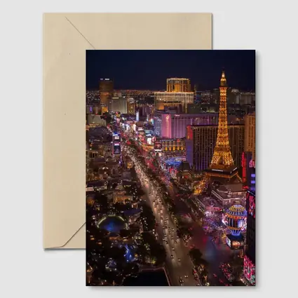 Las Vegas Strip Aerial Night City View