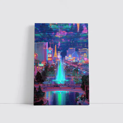 Las Vegas Strip Neon Cyberpunk Night Fantasy
