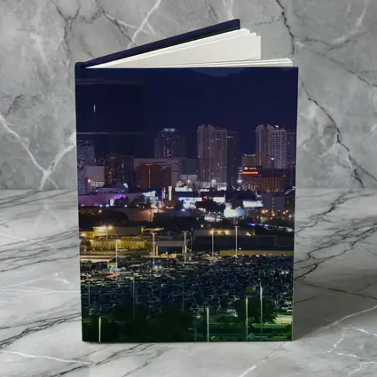 Las Vegas Skyline at Night Mountains Behind