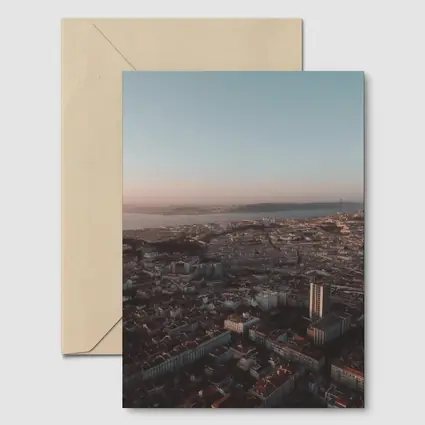 Lisbon City Aerial View at Sunset