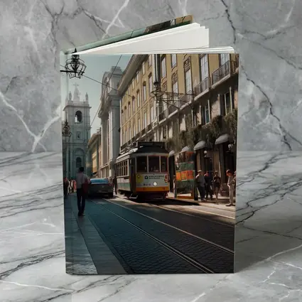 Lisbon Yellow Tram Busy City Street