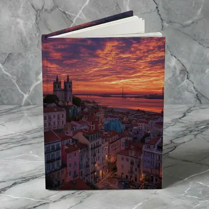 Lisbon Skyline Sunset Over Tagus River