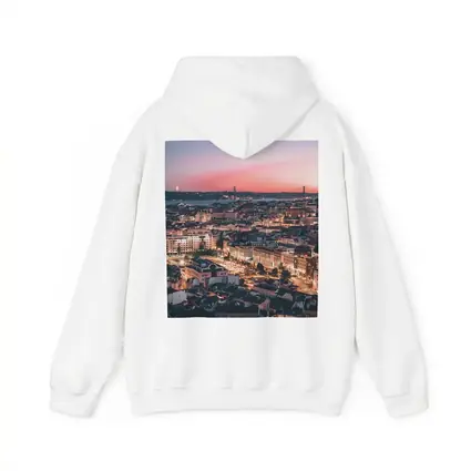 Lisbon City Skyline at Pink Sunset