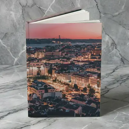 Lisbon City Skyline at Pink Sunset