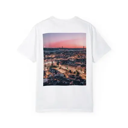 Lisbon City Skyline at Pink Sunset