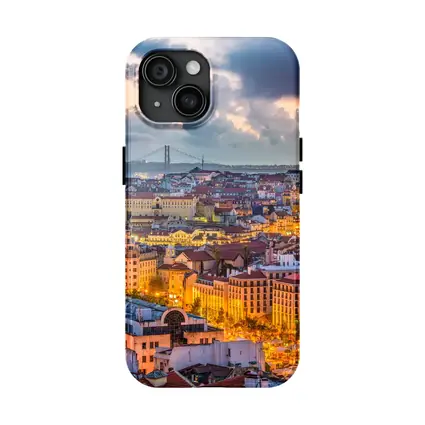 Lisbon Portugal City Skyline At Dusk