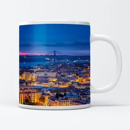 Lisbon City Skyline at Blue Hour Dusk
