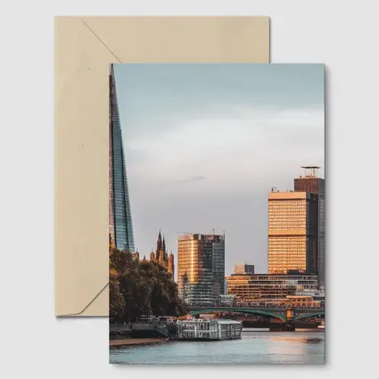 London Skyline Thames River Golden Hour