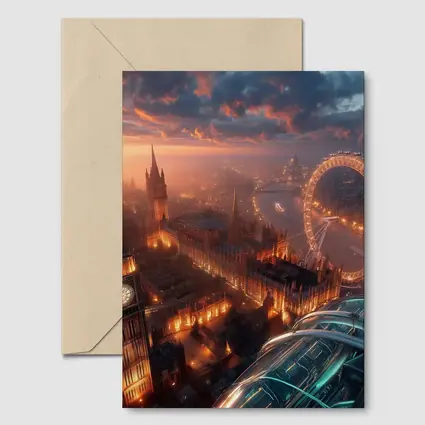 London Big Ben Aerial Sunset Cityscape View