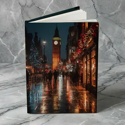Big Ben London Christmas Night Rainy Street