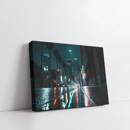 Los Angeles Downtown Rainy Night Street