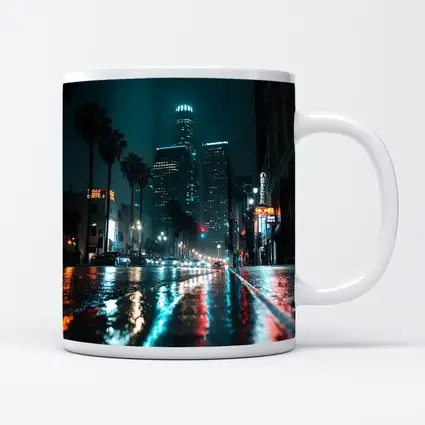 Los Angeles Downtown Rainy Night Street