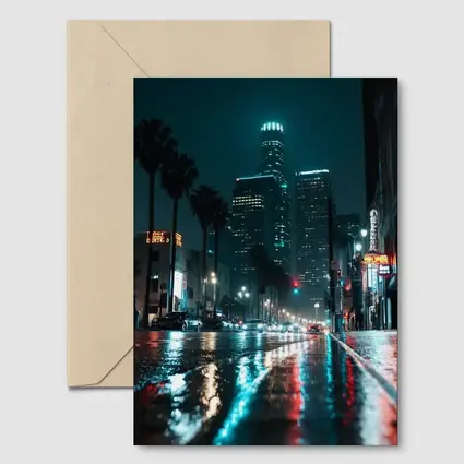 Los Angeles Downtown Rainy Night Street