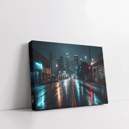 Rainy Night Los Angeles Downtown City Street