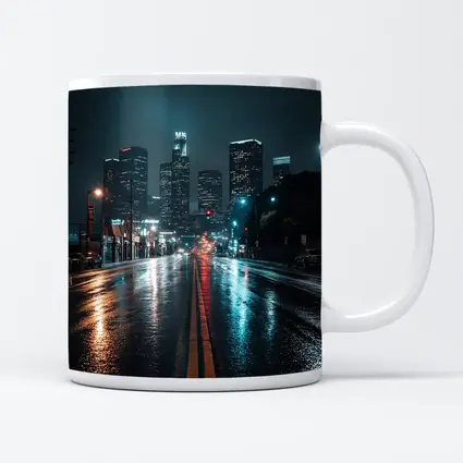 Rainy Night Los Angeles Downtown City Street