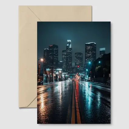Rainy Night Los Angeles Downtown City Street