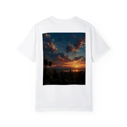 Los Angeles Sunset Skyline Palm Trees View