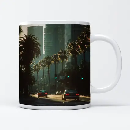 Los Angeles Downtown Palm Trees Street Scene