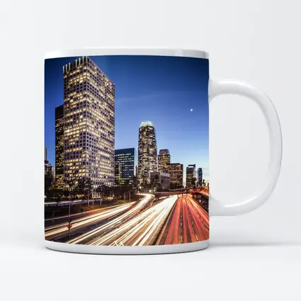 Los Angeles Downtown Skyline Highway Light Trails