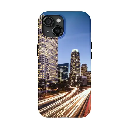 Los Angeles Downtown Skyline Highway Light Trails