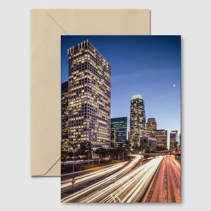 Los Angeles Downtown Skyline Highway Light Trails