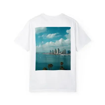 San Diego Bay Skyline Palm Trees Blue Sky