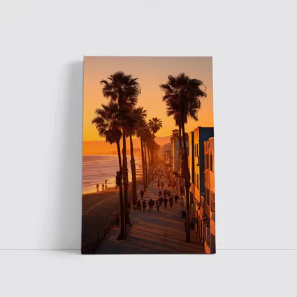 Venice Beach Boardwalk Golden Sunset Palm Trees